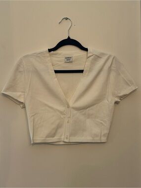 Aritzia Sunday Best Short Sleeve Ribbed Cardigan